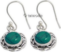Boucles d'oreilles entrelacs et turkénite en argent 