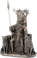 Figurine Dieu Odin assis sur son trône aspect bronze Marque Veronese