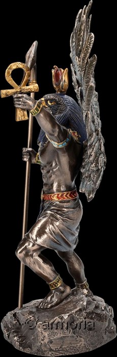 Figurine Dieu solaire Egyptien Râ aspect bronze marque Veronese 