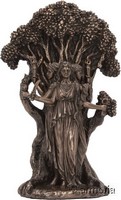 Figurine Triple Déesse Hecate devant un olivier aspect bronze Marque Veronese 