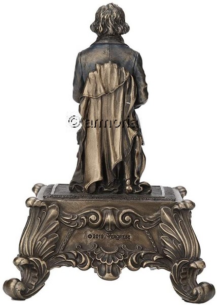 Figurine et Boite à Musique Ludwig Von Beethoven aspect bronze Marque Veronese 