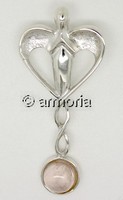 Pendentif Ange en argent orné d'un cabochon en Quartz Rose