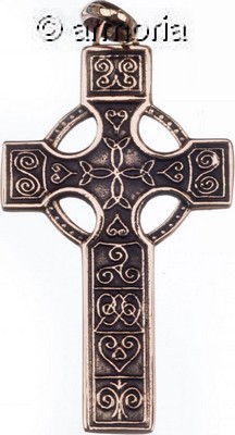 Pendentif Croix Celtique avec Symboles en bronze