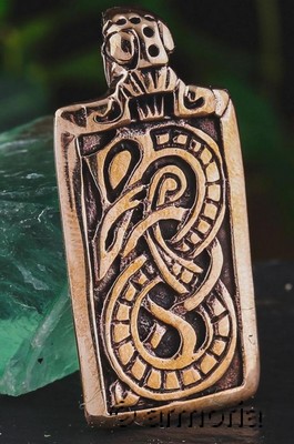 Pendentif Viking Jormungang, le Serpent de Midgard en bronze 