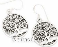 Boucles d'oreilles Arbre de Vie branches spirales en argent