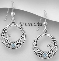 Boucles d'oreilles Entrelacs Celtes en argent avec topaze bleue