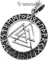 Pendentif Valknut et Futhark en argent