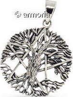 Pendentif Pentacle derrière un Arbre en argent