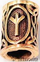 Perle à barbe ou cheveux Rune Algiz en bronze