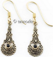 Boucles d'oreilles Viking avec pierre Onyx en bronze 