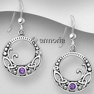 Boucles d'oreilles Entrelacs Celtes en argent avec améthyste