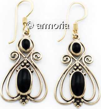 Boucles d'oreilles Médiévales avec onyx en bronze