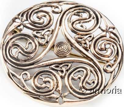 Broche Celte Triskel et Triquetras en bronze