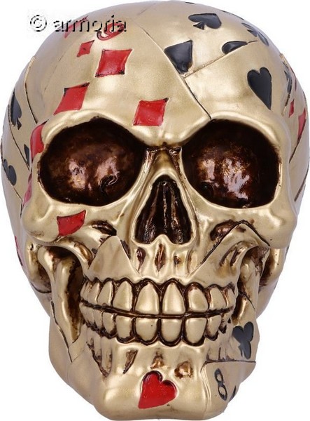 Figurine Crâne Tête de mort Poker dorée 