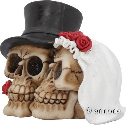 Figurine Crânes de mariés avec roses