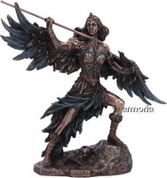 Figurine Déesse Morrigan avec Lance aspect bronze Marque Veronese