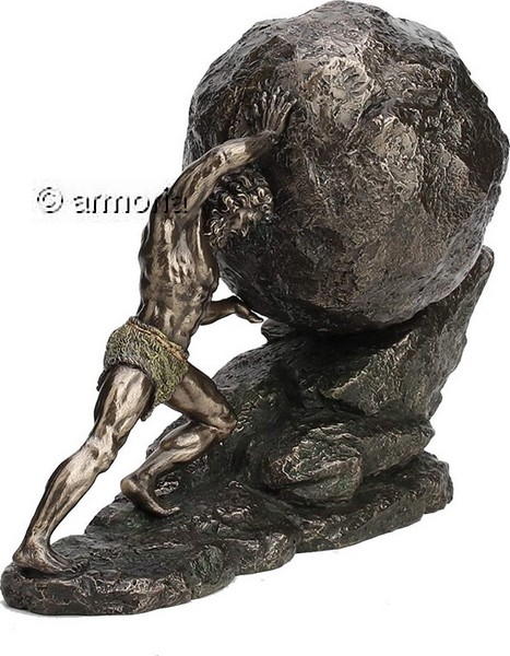 Figurine Sysiphe et le Rocher aspect bronze marque Veronese 