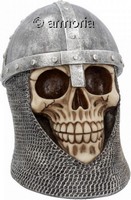 Figurine Crâne Tête de Mort Chevalier Casque et Camail