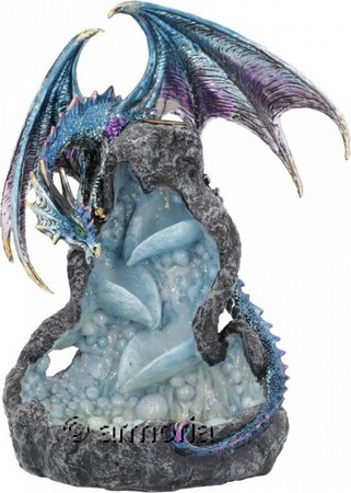 Figurine et Brûle-Encens Dragon Bleu de la Glace 