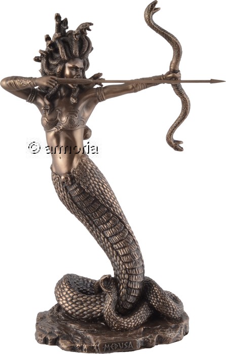 Figurine petite Medusa tirant à l'arc aspect bronze marque Veronese