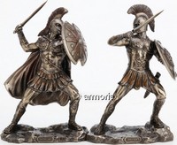 Figurines Hector combattant Achille aspect bronze marque Veronese