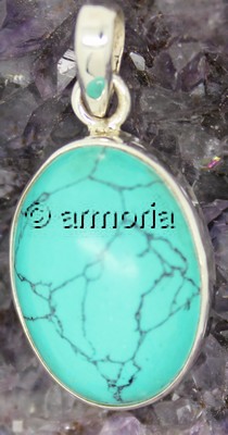 Pendentif ovale en Turquoise et argent 