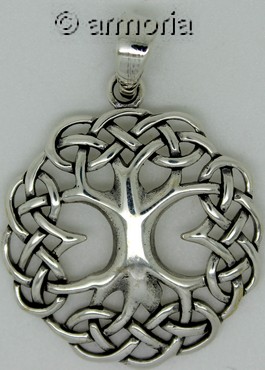 Pendentif Arbre de Vie Celte rond en argent