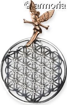 Pendentif Fée sur Fleur de vie en argent