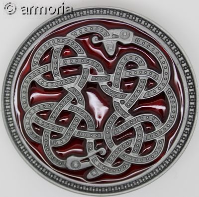 Boucle de ceinture Serpent Celte, fond rouge