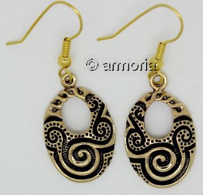 Boucles d'oreilles Celtes avec spirales en bronze 