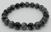 Bracelet de Perles en Obsidienne Neige 8 mm Taille Medium