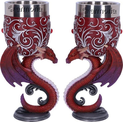 Calices Duo Dragon rouge et violet  formant un Coeur  