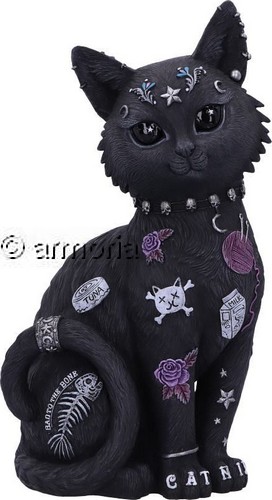 Figurine Chat noir gothique tatoué