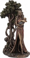 Figurine Déesse celte Dana avec Bébé devant Arbre de Vie 