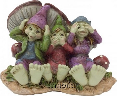 Figurine Famille Pixies de la Sagesse adossés à un Champignon 