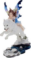 Figurine Fée chevauchant un Loup Blanc Marque Veronese