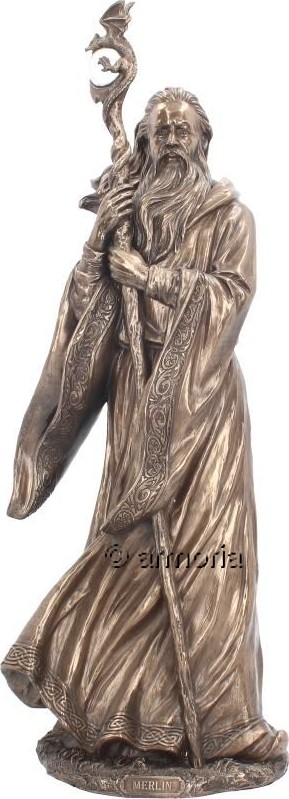 Figurine Grand Merlin aspect bronze marque Veronese 47 cm
