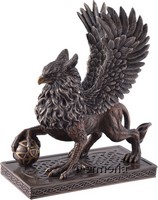 Figurine Griffon Celtique avec Boule aspect bronze Marque Veronese 