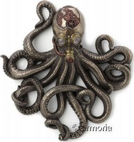 Figurine Murale Octopus Steampunk Respirator aspect bronze Marque Veronese 