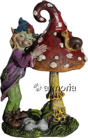 Figurine Pixie avec Champignon et Escargot 