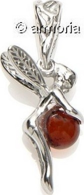 Pendentif Fée en argent avec Boule en Ambre