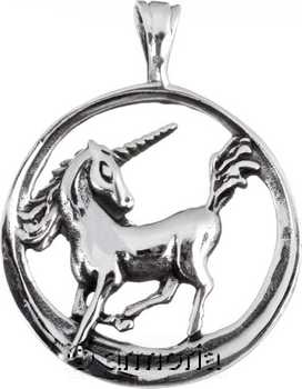 Pendentif Licorne dans un Cercle en argent