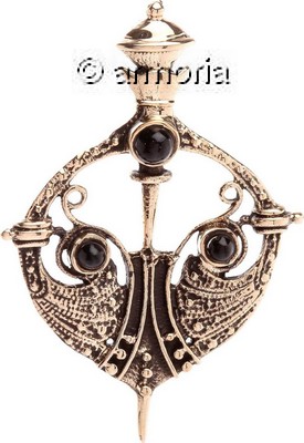 Pendentif Viking avec 3 pierres Onyx en bronze