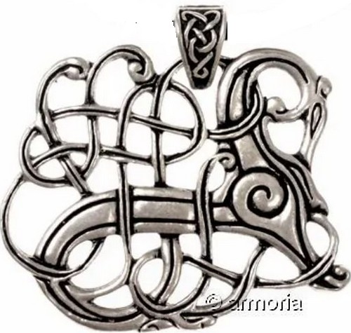 Pendentif viking Dragon de Lindholm Høje en plaqué argent 