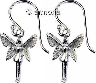 Boucles d'oreilles Fée de face en argent