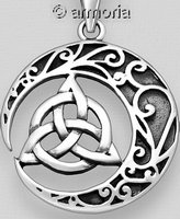 Pendentif Triquetra dans Lune en argent