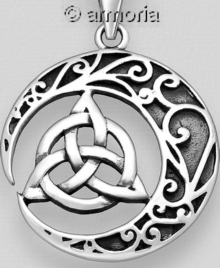 Pendentif Triquetra dans Lune en argent