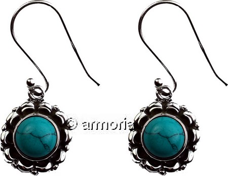 Boucles d'oreilles rondes en argent avec cabochon en Turkénite 