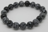 Bracelet de perles en Obsidienne Neige 10 mm Taille Large 