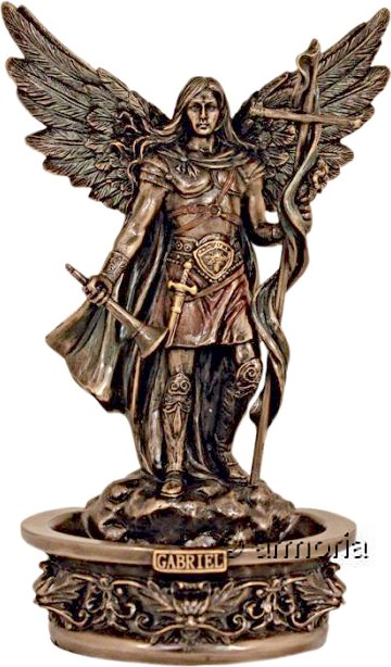 Figurine Archange Saint-Gabriel sur Socle aspect bronze marque Veronese 